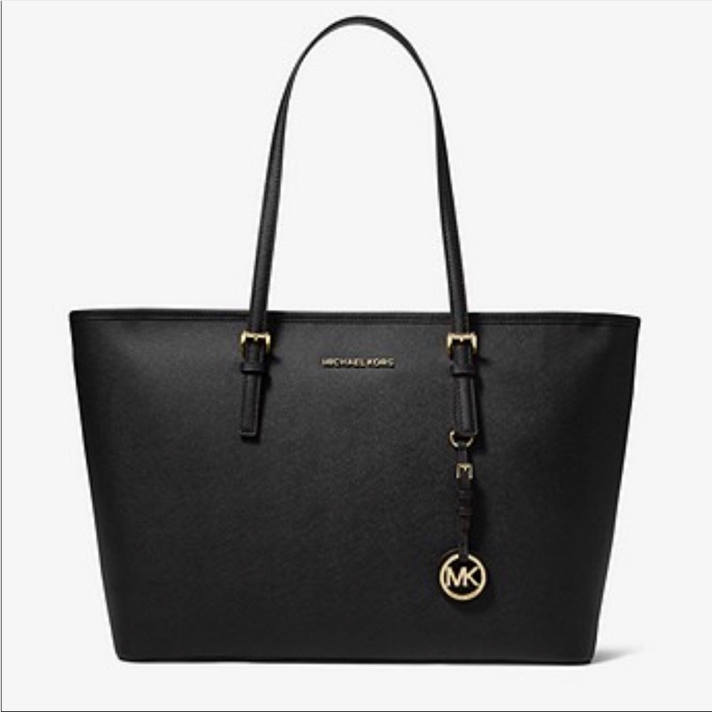Michael Kors black jet set travel tote